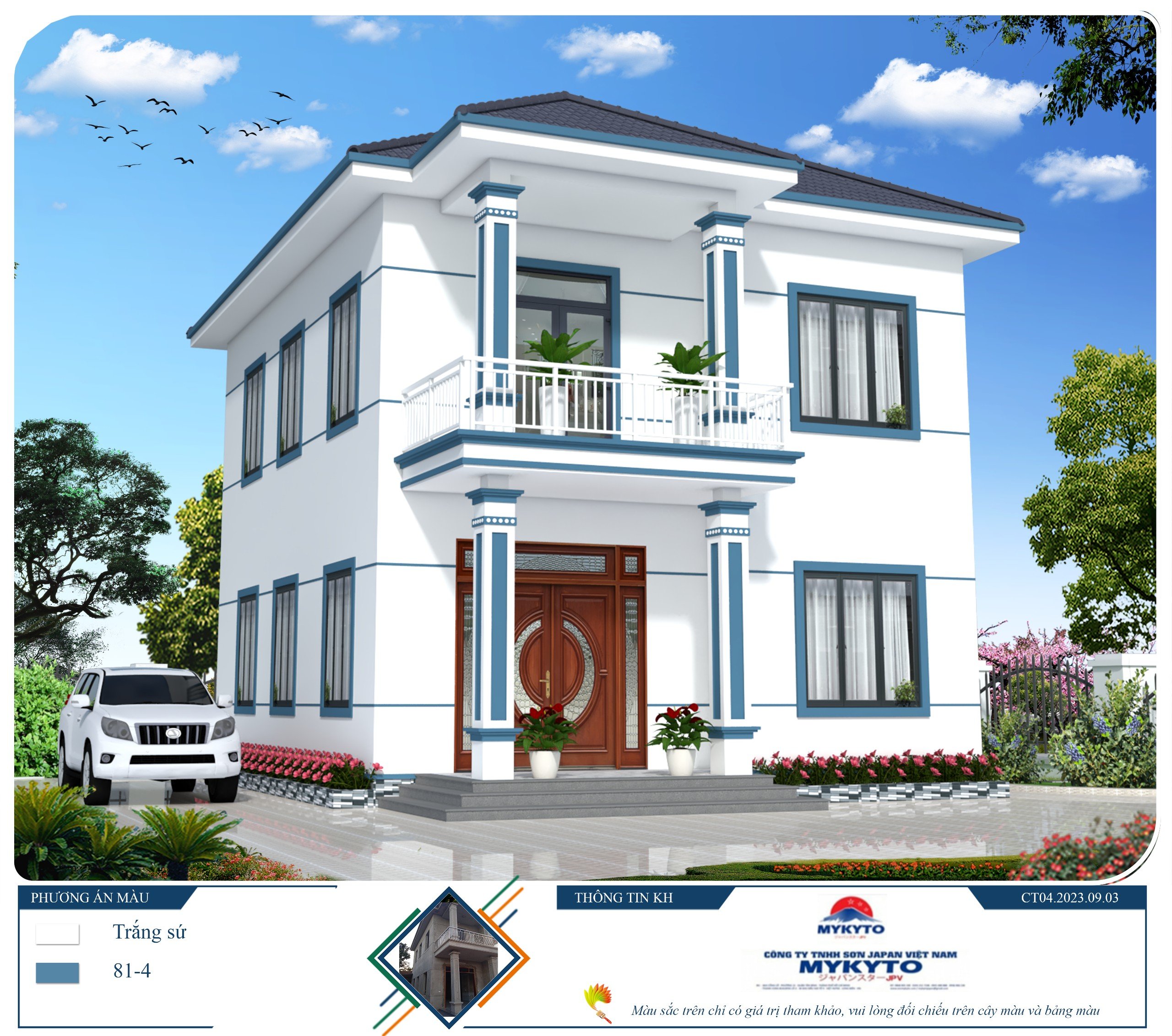 Màu trắng sứ bên ngoài kết hợp với màu chỉ nào đẹp.