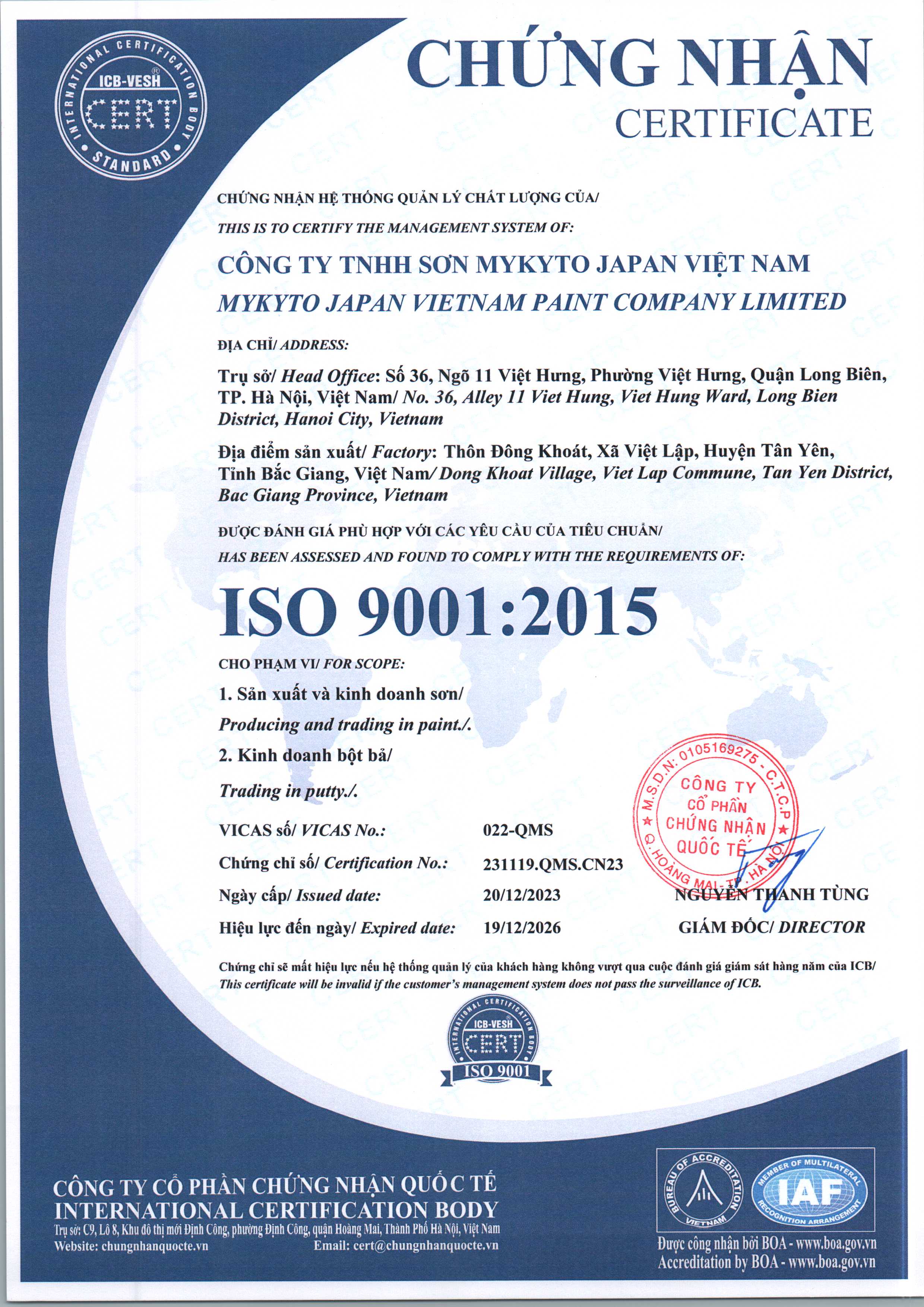 SƠN MYKYTO - TỐP 10 THƯƠNG HIỆU, NHÃN HIỆU NỔI TIẾNG QUỐC GIA NĂM 2023 